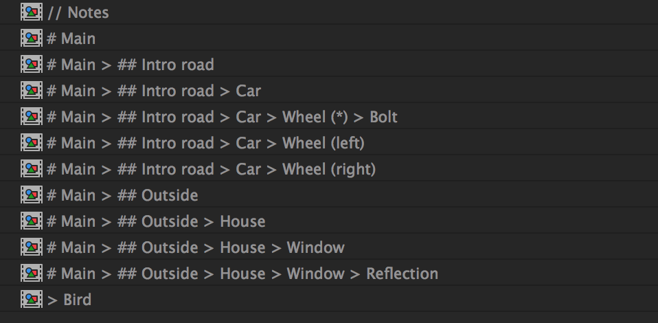 After Effects composition naming overview