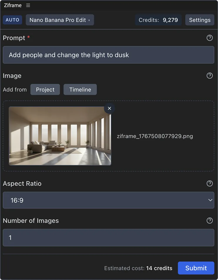 Ziframe panel inside After Effects